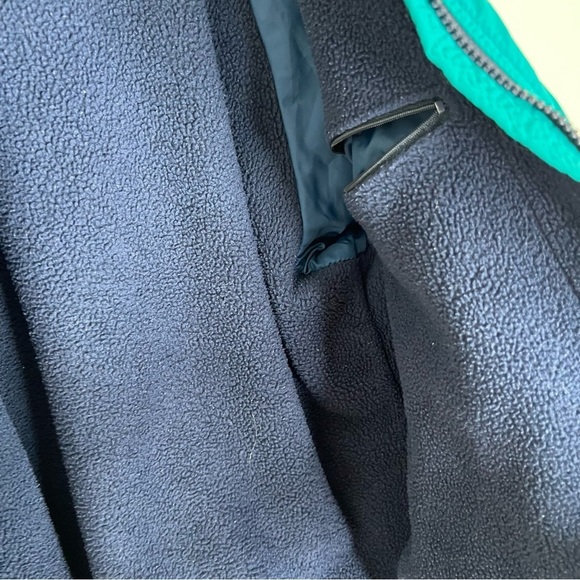 Vintage 90s Lands' End Fleece Lined Jacket Teal Navy Blue Pockets Winter Size L - Picture 14 of 16